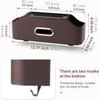 Back Seat Cup Holder for Car – Multifunctional Seat Back Organizer with Drink Holders, Tissue Box Storage & Hooks, Fits Headrest for Auto. (Brown)