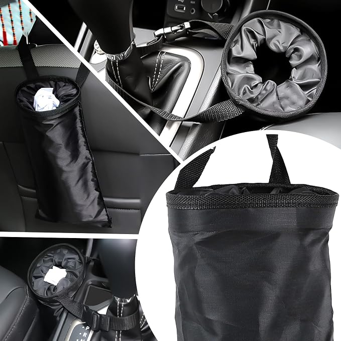 2PCS Car Trash Bag, Seat Back Hanging Car Garbage Bag, Waterproof Hanging Car Trash Can for Camping, Outdoor Traveling, Home Use & Car Storage, Washable Oxford Material