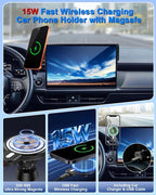 PZK Car Phone Holder for Toyota RAV4 2019-2025 Accessories 7/8-Inch Screen | Hybrid LE/XLE/Premium Magnetic 15W Fast Wireless Charger Car Phone Mount 360° Rotation Not Affect Vent (Not Fit 9/10.5'')