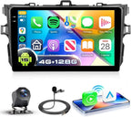 4G+128G Android 15 Car Radio for Toyota Corolla 2009-2013, Wireless CarPlay Android Auto, 9’’ Incell HD Touch Screen Car Stereo with GPS, WiFi, Bluetooth 5.0, FM, 32 EQ, SWC, Backup Camera