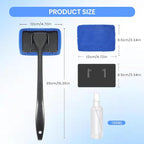 6PCS Windshield Cleaning Tool Car Window Cleaner with 5 Reusable and Washable Microfiber Pads and Extendable Handle Auto Inside Glass Wiper Kit Green (Blue)