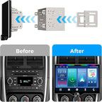 10.1" QLED Double Din Car Stereo with Wireless Carplay & Android Auto, Music Sync Luminous Bar, SWC, Bluetooth, Backup Camera, 240W, Dual Subwoofer Output, Car Radio, Navigation, FM/AM