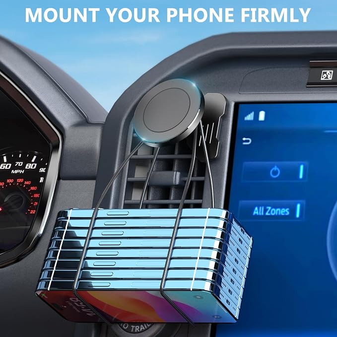CNC Magnetic Truck Air Vent Phone Holder, Metal Phone Mount Cradles for F150, Compatible with Ford F150 2021-2026 & Super Duty F250 F350 F450 2021-2025 and Most Cellphones