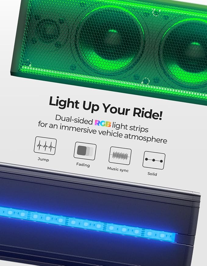 6-Speaker Metal UTV Sound Bar, 25-inch IP65 Waterproof Golf Cart Sound Bar, ATV Speaker with RGB, SxS Soundbar Compatible with Polaris RZR Can-Am w/ 1.25 in - 2 in Roll Bar