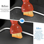Bling Car Detailing Brush, Crystal Rhinestone Non-Scratch Vehicle Cleaning Dust Brush for Air Vent & Dashboard, Soft Bristles Automotive Interior Cleaning Tool, Universal Fit (Orange Red)
