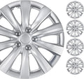 16 Inch Hubcaps Set of 4 - OEM Replacement Snap-On Wheel Rim Covers - Universal Fit Car Wheel Cover for Cars, Trucks, SUV, Vans Durable ABS Silver 10-Spoke Hub-Cap Car Accessories Exterior