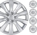 16 Inch Hubcaps Set of 4 - OEM Replacement Snap-On Wheel Rim Covers - Universal Fit Car Wheel Cover for Cars, Trucks, SUV, Vans Durable ABS Silver 10-Spoke Hub-Cap Car Accessories Exterior