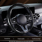 Car Steering Wheel Cover Carbon Fiber, Ultra-Thin Car Steering Wheel Cover,Comfortable & Breathable Microfiber,Universal Fit for Most Cars, Bright Black