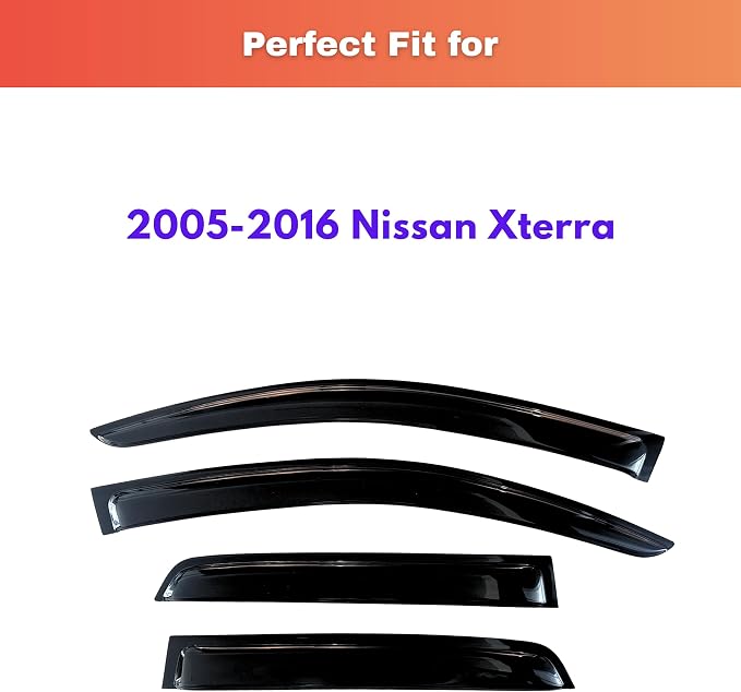 KPY Rain Guards Fit for 2005-2016 Nissan Xterra, Out-Channel Window Visors Vent Wind Deflectors 4PC, Car Accessories for 05-16 Xterra