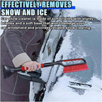 26.4" Ice Scraper and Snow Brush for Car Windshield, 2 in 1 Winter Detachable Window Deicer with Foam Grip, Snow and Ice Removal Tool Accessories for Car, SUV, Truck (Red)