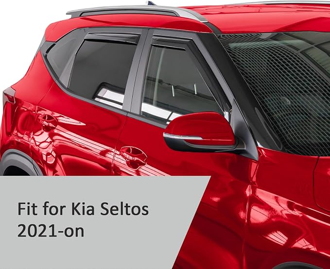 Voron Glass in-Channel Extra Durable Rain Guards for Kia Seltos 2021-2026, Window Deflectors, Vent Window Visors, 4 Pieces - 201234