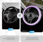 Bling Steering Wheel Cover – Purple Diamond Design, Universal Fit 14.5-15 Inch, Microfiber Leather, Anti-Slip & Breathable Design for Men and Women