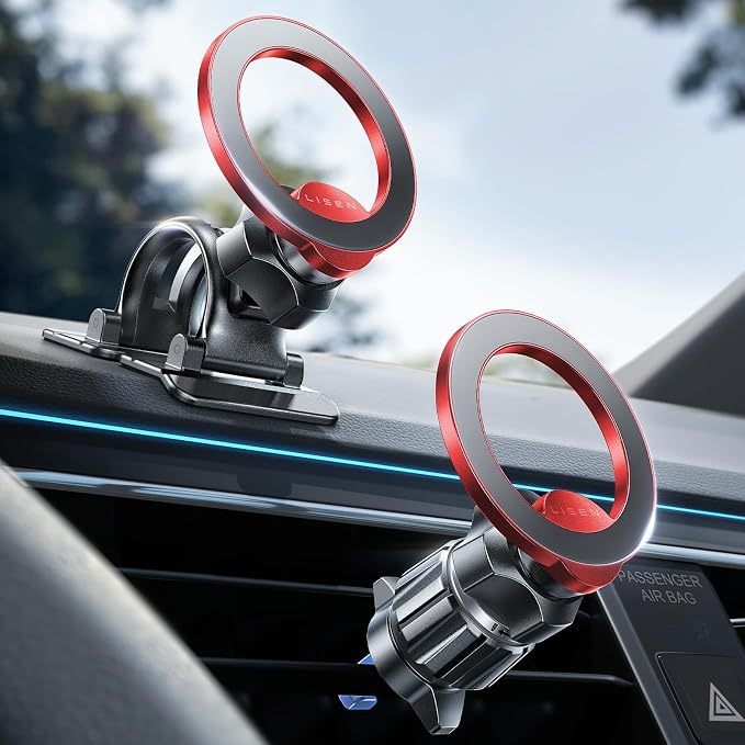 for MagSafe Car Mount,Car Accessories for Women Men [2025 Ultra] Magnetic Phone Holder for Car 360 Dashboard Vent Phone Mount for Car Organization iPhone 16 15 14 13 12 Pro Plus Mini,Red