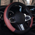 Car Steering Wheel Cover, Leather, Universal 15 Inch Fit, Anti-Slip & Odor-Free (Black&Red)