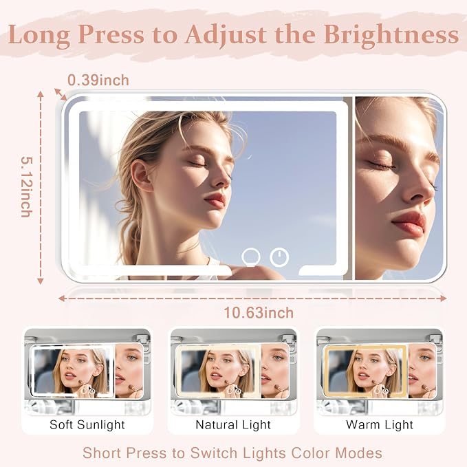 Led Car Sun Visor Vanity Mirror Upgraded Large Vanity Makeup Universal Rear View Mirror for Car Visor
