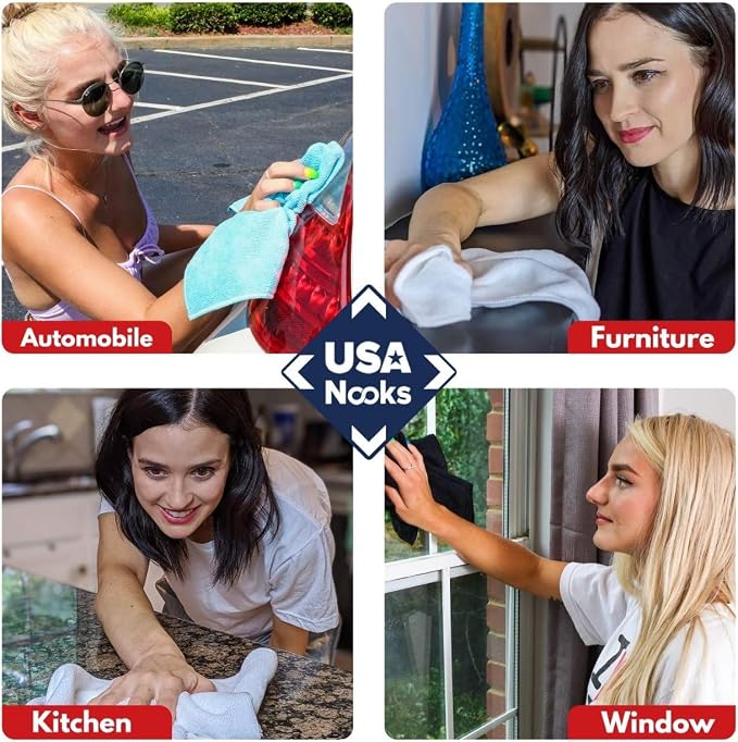 Microfiber Cleaning Cloth Light Pink - 12 Pcs 12.5"x12.5" - High Performance - 1200 Washes, Ultra Absorbent Towels Weave Grime & Liquid for Streak-Free Mirror Shine - Car Washing Cloth