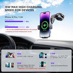 Wireless Car Charger,【7 Colored RGB Backlit】 15W Auto Clamping Phone Holders for Your car fit for iPhone 16 15 14 Mini Pro Max, Samsung Galaxy S25 Ultra S24 S23+, etc, Fathers Day for Gifts