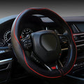 Microfiber Leather Steering Wheel Cover, Universal 14.5-15 Inch,Anti Slip,Heavy Duty, Thick,Soft,Breathable Car Interior Accessories for Men Women (Black with Red line)