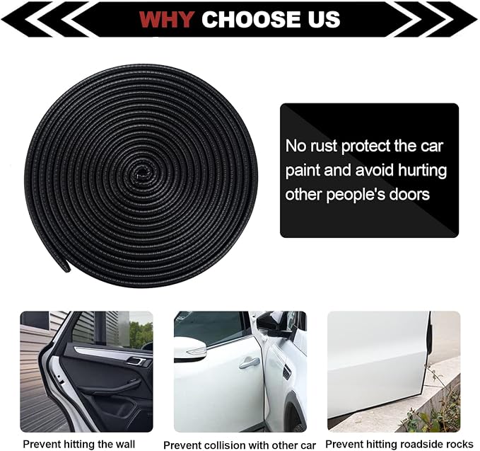 Car Door Edge Protector,Rubber Car Door Protectors No Glue Car Accessories Rubber U Shape Car Trim Door Protectors Seal for Sedan, Trucks, SUV, ATV, Boats(Gray, 65.6FT)