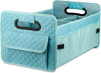 Car Trunk Organizers and Storage for SUV, Collapsible Multi Compartment Container Box Adjustable Car Accessories for Women Men, Lake Blue