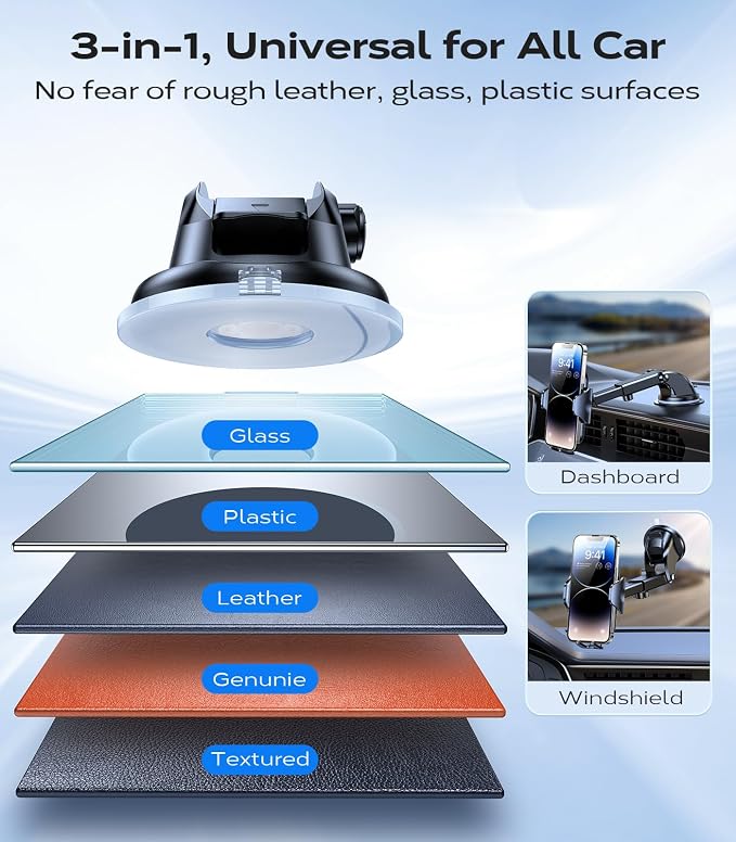 [True Strongest Suction] [Rally Racing-Grade Stability] Phone Holders for Your Car 2025 Upgraded Car Phone Holder Mount Truck Stand Cradle for iPhone Samsung All Phones, Dark Blue