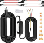Dash Cam Hardwire Kit, Car Dash Camera Micro Charger Hard Wire Kit for Dashcam DC 12-24V to 5V/2.5A Low Voltage Protection 24h Parking Surveillance with Fuse Tap