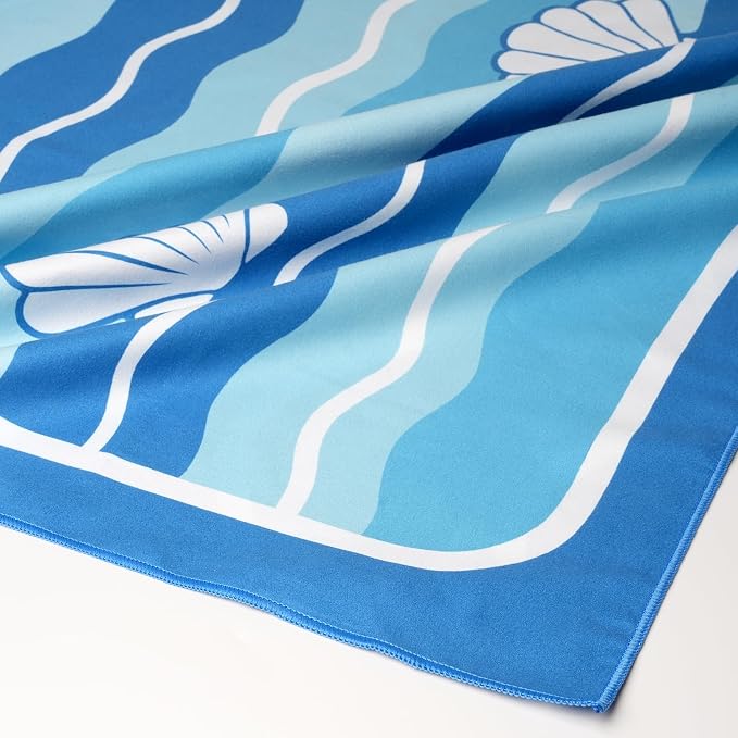 2 Pack Microfiber Beach Towel, Quick Dry Travel Towel Large Sand Free Towel for Beach, Camping, Swim Pool, Gym, Sports& Yoga 71"x32", Golden Coast/Azure Tide Set