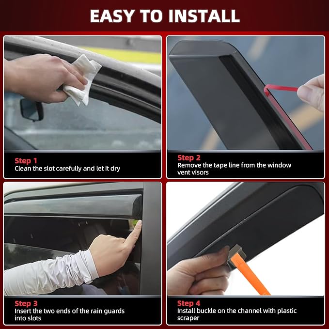 in-Channel Rain Guards 4pcs Fit for Hyundai Sonata 2020 2021 2022 2023 2024 2025 2026, Smoke Tinted Window Visors Wind Deflectors Vent Shield Shade with 2pcs Side Mirror Rain Visor Eyebrow