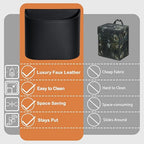 Leather Car Trash Can – Leakproof & Easy-to-Clean Car Garbage Can for Luxury Cars, SUVs & Trucks | Includes 60 Custom Liners, Secure Hook, Easy Install, Black