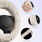 Steering Wheel Cover, Fluffy Car Wheel Covers for Women/Girls/Ladies，Soft Wool Fur Steering Wheel Protector, Universal 14 1/2 inches to 15 inches - White