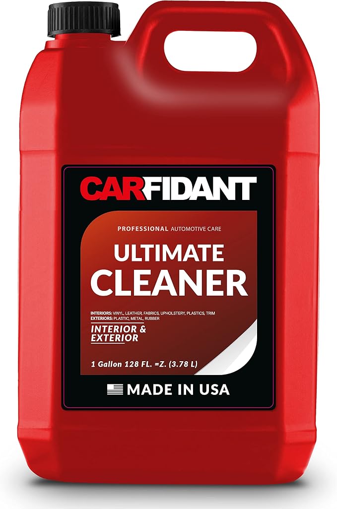 Car Interior Cleaner – Stain Remover & Odor Eliminator – No Residue Finish – Safe on Leather, Fabric, Carpet & Plastic – Detailing Spray with Microfiber Towel – 128oz