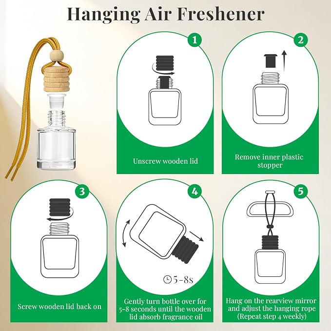 Car Air Fresheners, Hanging Car Freshener 2 Packs, Refreshing Cedar Breeze Scent for Car, Closet and More, Effective Auto Odor Eliminator, Long Lasting & Safe Formula Car Aroma Diffuser
