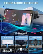 HK3 Carplay Screen for Car, 10.26’’ Wireless Apple Car Play & Android Auto Touchscreen, with 4K Dash Cam,1080P Backup Camera,64GB TF card, Car Stereo/GPS Navigation/Mirror Link/Bluetooth/Voice Control