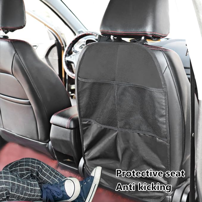 Black Back Seat Protector, Cover Anti Kick Mat, Car Backseat Organizer, Universal Interior Accessories, Oxford Cloth Durable for Cars SUVs Trucks Size 65x43cm.