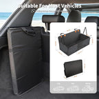 Pet Car Seat Cover, 400LBS Hard Bottom Back Seat Extender for Dogs | Waterproof Polyester, Anti-Slip Surface, 3 Removable Hard Plates, Side Storage Pockets, 4-Mode Convertible