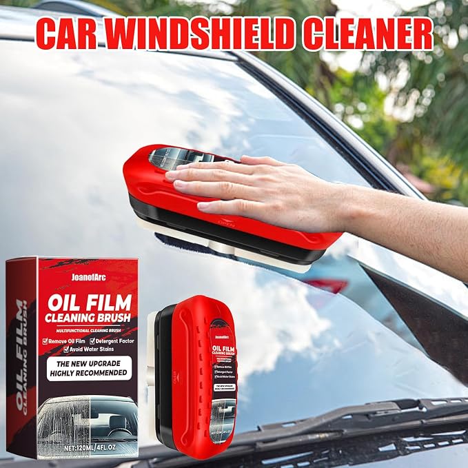 JoanofArc Oil Film Remover for Car Windshield - 120ml Glass Cleaner Spray for Auto Glass, Removes Oil Film for Crystal Clear Vision, Anti-Fog Treatment for Night Driving Safety