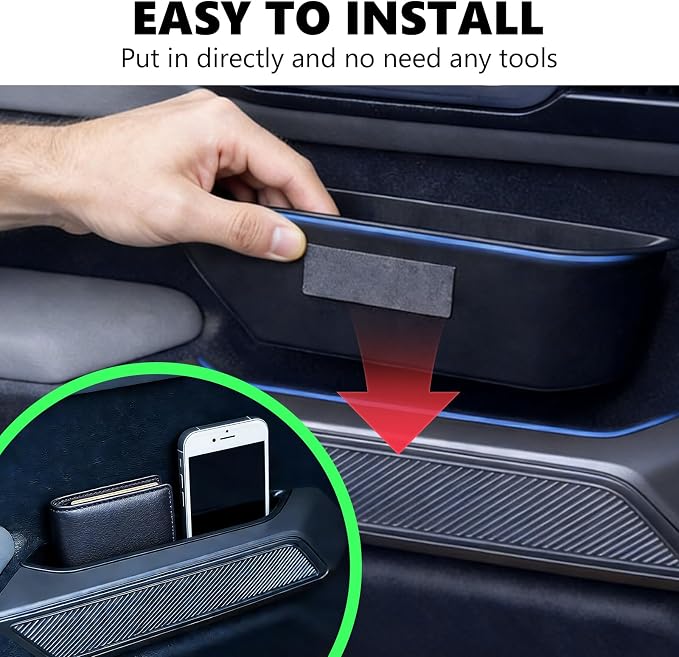 4PCS Door Pockets for Ford Bronco 4-Door 2021-2026, ABS Handle Storage Box | with Anti-Slip Mat, Black, Not for Sport or 2-Door, Tool-Free Install, Fits Ford Bronco 4-Door 2021 2022 2023 2024 2025 2026