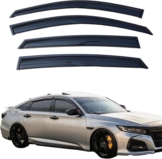 Tape On Window Visors Rain Guards for 2018-2023 Honda Accord Sedan | Air Deflector Sun Rain Guard for Accord Sedan 18-23,Vent Visors Car Accessories-4pcs,Shatterproof