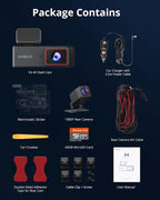 4K Dash Cam Front and Rear, Front 4K Rear 1080P Dual Dash Camera for Cars, Mini Dashcam with 64GB Card, APP Control, Night Vision, G-Sensor, Loop Recording, Parking Mode