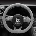 Soft Car Steering Wheel Cover for Sedan, SUV, Warm Luxury Velvet, Odorless, Universal, Anti Slip, Summer Winter, Gray, D Shape(Flat Bottom)