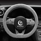 Soft Car Steering Wheel Cover for Sedan, SUV, Warm Luxury Velvet, Odorless, Universal, Anti Slip, Summer Winter, Gray, D Shape(Flat Bottom)