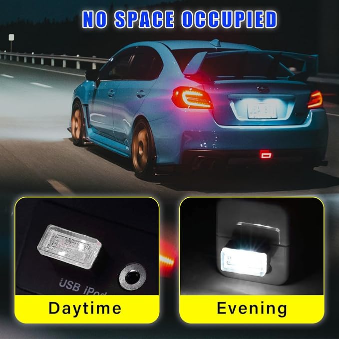 4 PCS USB LED Car Interior Atmosphere Lamp, Plug-in USB Decor Night Light, Portable Auto Ambient Lighting Kit, Universal Vehicle Interior Accessories for Most Cars (White & Red)