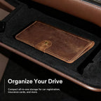 CoBak Genuine Leather Car Registration and Insurance Holder–Luxury Vehicle Glove Box Organizer, Premium Auto Document Case with Magnetic Closure for License, Cards & Papers，Brown