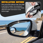 Zpana Car Blind Spot Mirrors with Rain Guard, 2 in 1 360° Adjustable Vehicle Rain Eyebrow Reversing Side Rearview, Automotive Reverse Assist Side Mirror Sunshade, Universal for SUV RV Truck