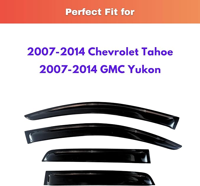 KPY Rain Guards Fit for 2007-2014 Chevrolet/Chevy Tahoe, Out-Channel Window Visors Vent Wind Deflectors 4PC, Car Accessories for 2007-2014 GMC Yukon