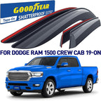Goodyear Shatterproof Window Deflectors for Dodge Ram 1500 2019-2026 Crew Cab, Tape-on Rain Guards, Window Visors, Vent Deflector Visor, Car Accessories, 4 pcs. - GY008878