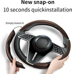 3Pcs Carbon Fiber Steering Wheel Cover Universal Fit 99% Cars | Non-slip soft grip, easy to wipe clean, quick to install, perfect for daily commutes and road trips, Brown
