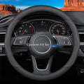 Deer Route Custom-Fit for Audi Steering Wheel Cover, Premium Leather Car Cover with Logo, Non-Slip, Breathable, Accessories (A-Style,for Audi)