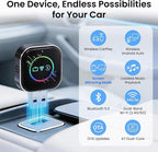 Wireless CarPlay Adapter for iPhone＆Android - 3 in 1 Dual Band WiFi 2.4G/5G & Bluetooth 5.3 Airplay Mirror Link CarPlay Dongle with USB-A/Type-C Port, Plug & Play, OTA Update