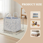 Floral Fabric Storage Basket Car Interior Storage Basket Underwear Sundries Laundry Baskets Supplies Home Organizer Bag (blue 3)